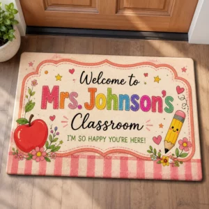 Personalized Teacher Classroom Doormat, Custom Name Welcome Mat, Colorful Back-To-School Classroom Decor, Teacher Appreciation Gift - Style 2