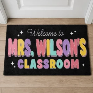 Personalized Teacher Classroom Doormat, Welcome Classroom Doormat, Custom Teacher Name Doormat, Back To School Teacher Gift, Classroom Decor - Style 2