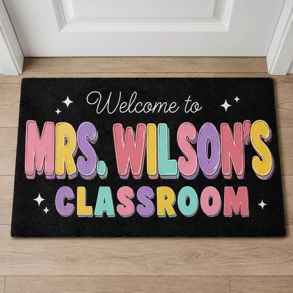 Personalized Teacher Classroom Doormat, Welcome Classroom Doormat, Custom Teacher Name Doormat, Back To School Teacher Gift, Classroom Decor - Style 2