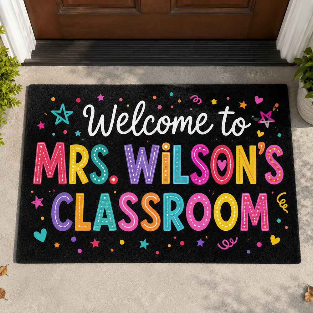 Personalized Teacher Classroom Doormat, Welcome Classroom Doormat, Custom Teacher Name Doormat, Back To School Teacher Gift, Classroom Decor - Style 5