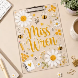 Personalized Teacher Clipboard, Custom Name Acrylic Paper Clipboard, Back To School Gift, First Day Of School Teacher Gift - Style 1