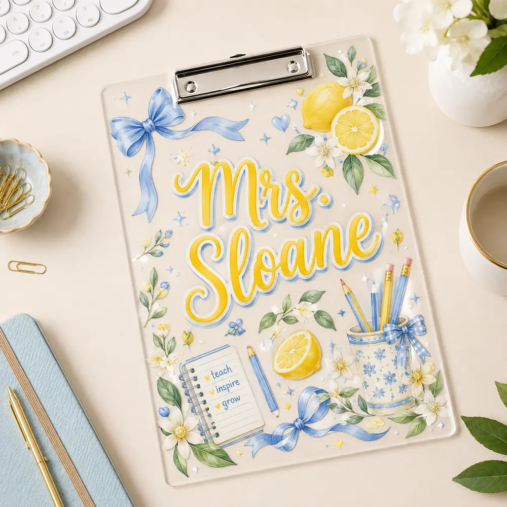 Personalized Teacher Clipboard, Custom Name Acrylic Paper Clipboard, Back To School Gift, First Day Of School Teacher Gift - Style 2