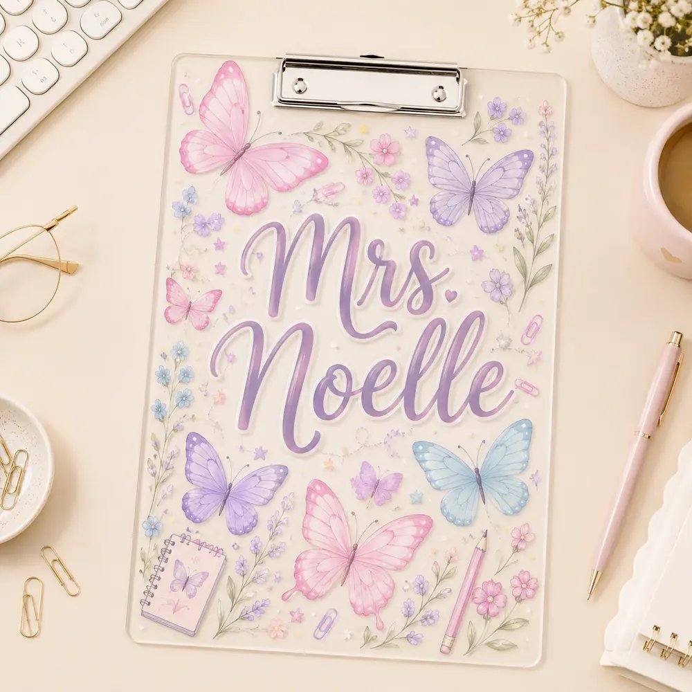 Personalized Teacher Clipboard, Custom Name Acrylic Paper Clipboard, Back To School Gift, First Day Of School Teacher Gift - Style 4