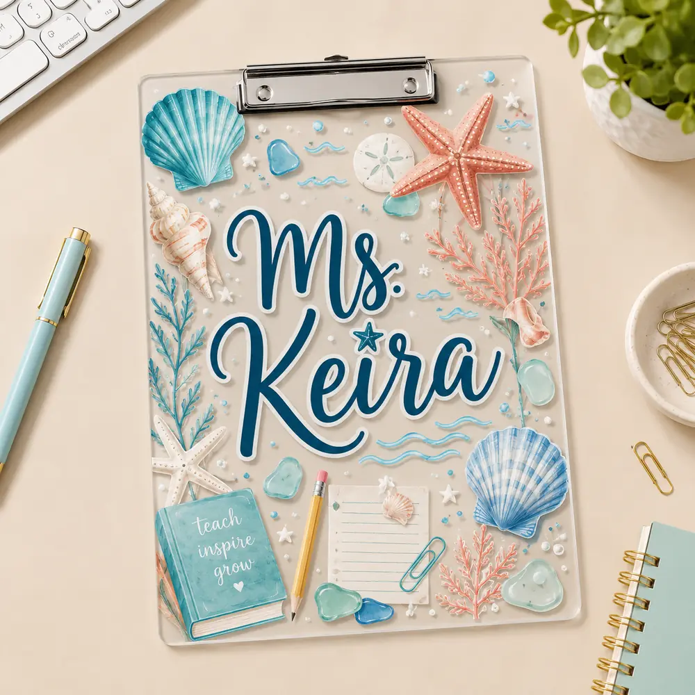 Personalized Teacher Clipboard, Custom Name Acrylic Paper Clipboard, Back To School Gift, First Day Of School Teacher Gift - Style 5