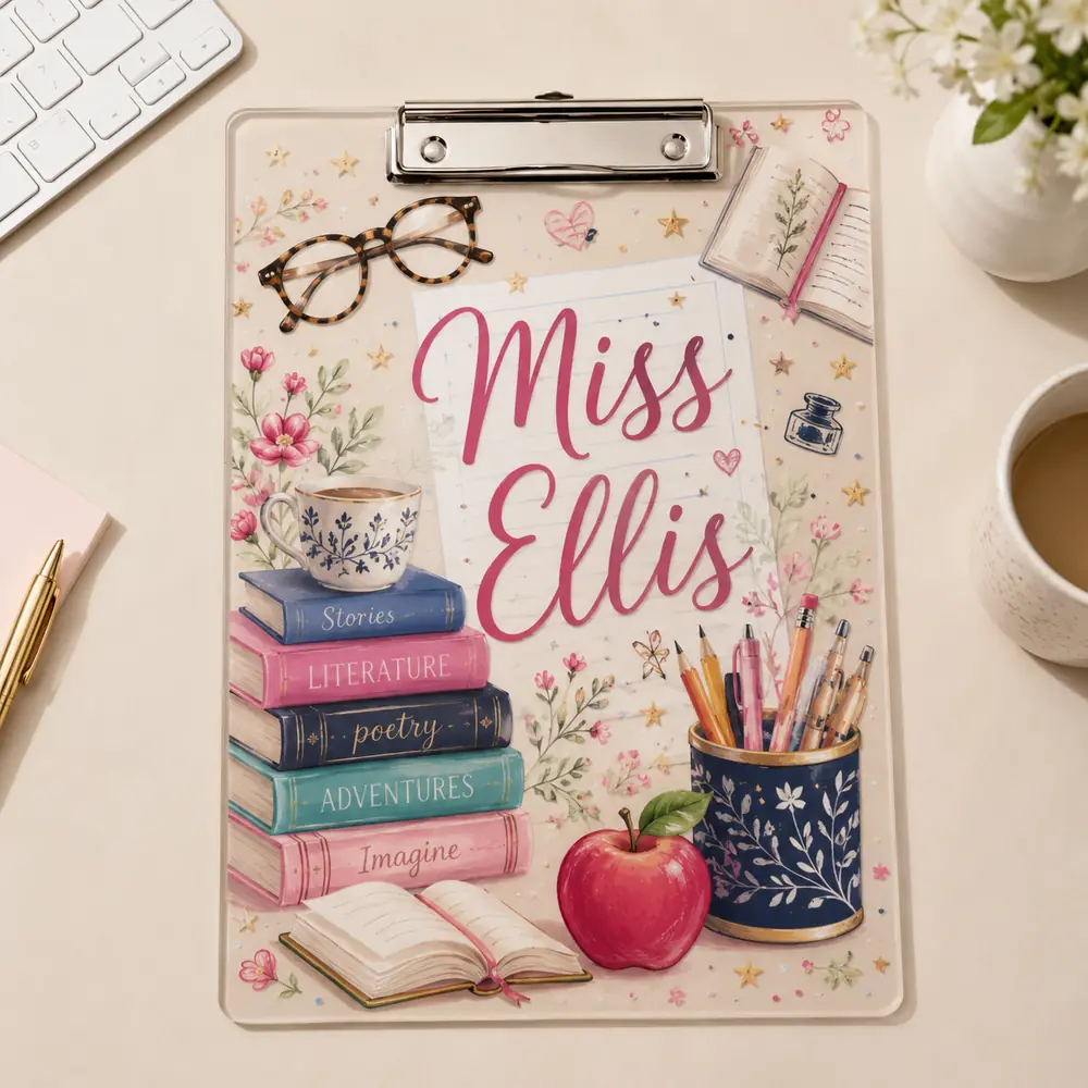 Personalized Teacher Clipboard, Custom Name Acrylic Paper Clipboard, Back To School Gift, First Day Of School Teacher Gift - Style 7
