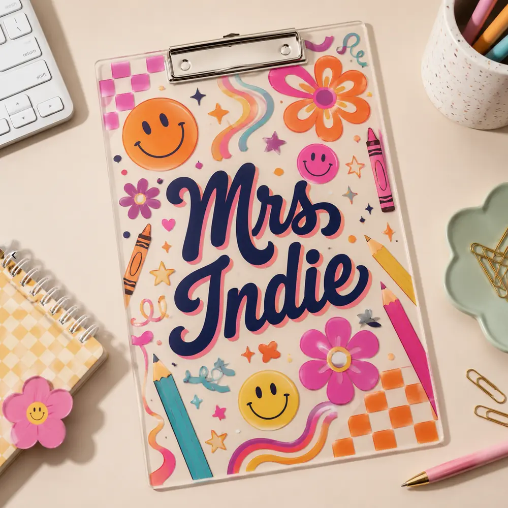 Personalized Teacher Clipboard, Custom Name Acrylic Paper Clipboard, Back To School Gift, First Day Of School Teacher Gift - Style 9