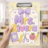 Personalized Teacher Clipboard, Custom Name Acrylic Paper Clipboard, Back To School Teacher Gift, Teacher Appreciation End Of Year Gift - Style 12