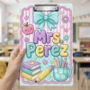 Personalized Teacher Clipboard, Custom Name Acrylic Paper Clipboard, Back To School Teacher Gift, Teacher Appreciation End Of Year Gift - Style 15