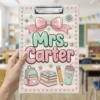 Personalized Teacher Clipboard, Custom Name Acrylic Paper Clipboard, Back To School Teacher Gift, Teacher Appreciation End Of Year Gift - Style 16