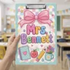 Personalized Teacher Clipboard, Custom Name Acrylic Paper Clipboard, Back To School Teacher Gift, Teacher Appreciation End Of Year Gift - Style 19