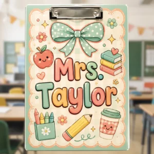 Personalized Teacher Clipboard, Custom Name Acrylic Paper Clipboard, Back To School Teacher Gift, Teacher Appreciation End Of Year Gift - Style 2