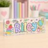 Personalized Teacher Desk Name Acrylic Plaque, Acrylic Name Plate For Desk, Back To School Teacher Gift, Teacher Name Plate, Office Decor - Style 2
