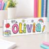 Personalized Teacher Desk Name Acrylic Plaque, Acrylic Name Plate For Desk, Back To School Teacher Gift, Teacher Name Plate, Office Decor - Style 4