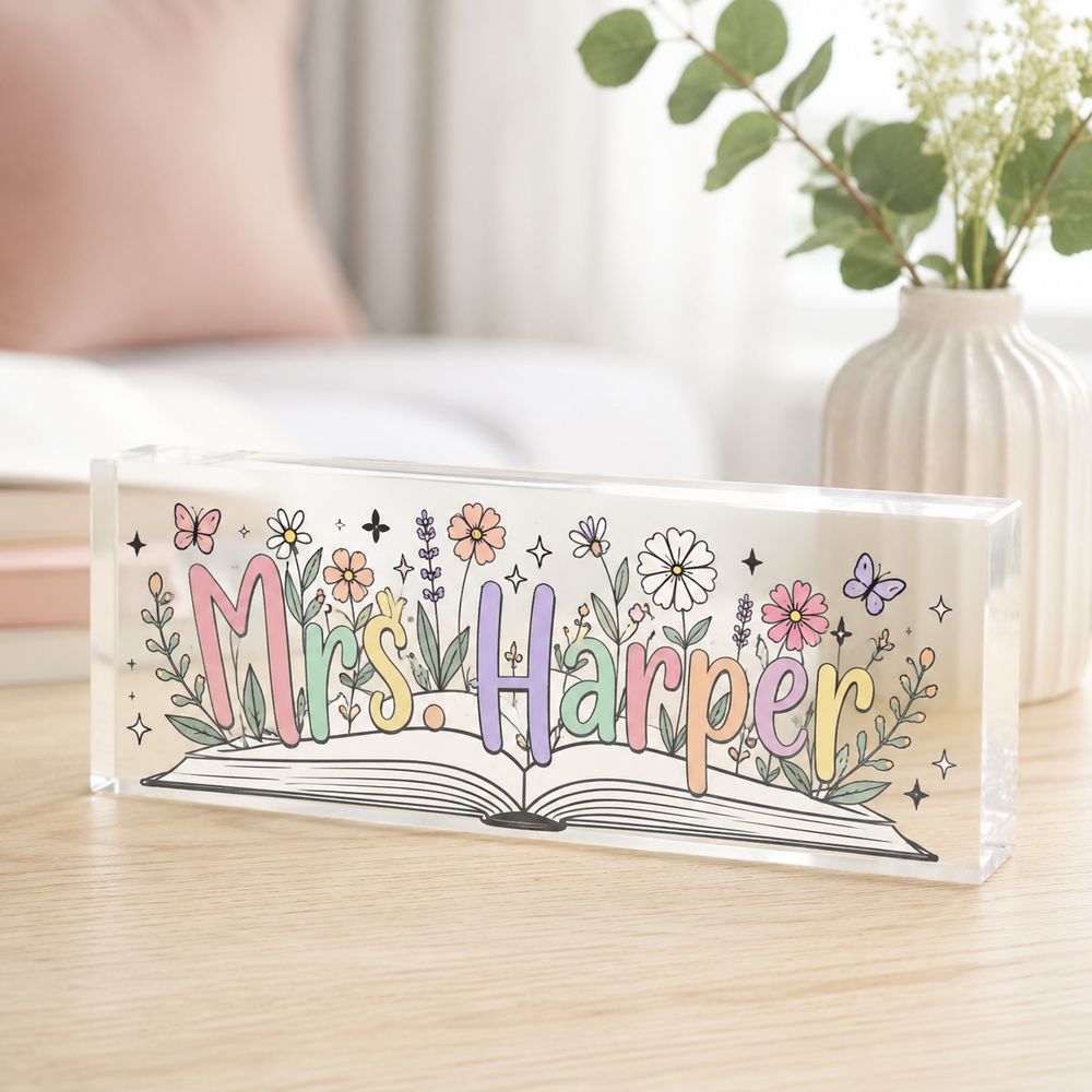 Personalized Teacher Desk Name Plate, Teacher Gifts, Custom Teacher Sign, Teacher Appreciation Gift, Name Plate For Desk, Teacher Name Sign - Style 1