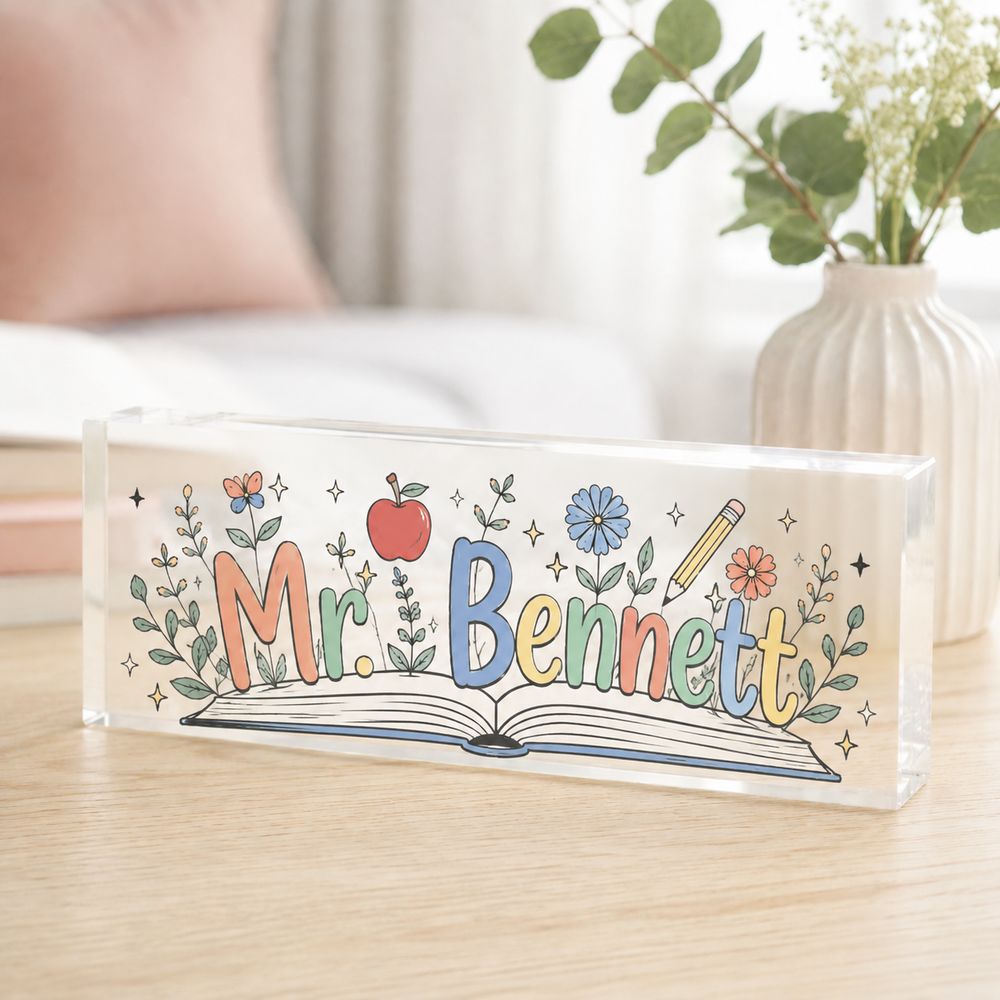 Personalized Teacher Desk Name Plate, Teacher Gifts, Custom Teacher Sign, Teacher Appreciation Gift, Name Plate For Desk, Teacher Name Sign - Style 3