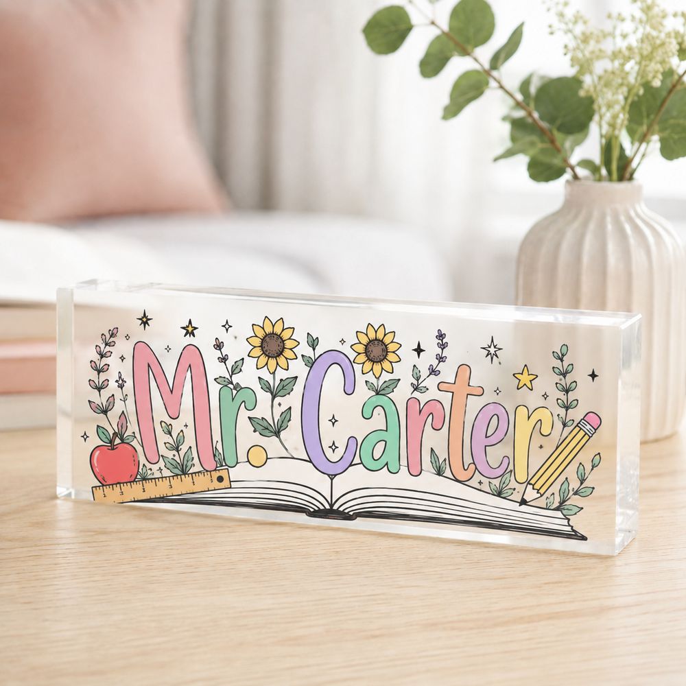 Personalized Teacher Desk Name Plate, Teacher Gifts, Custom Teacher Sign, Teacher Appreciation Gift, Name Plate For Desk, Teacher Name Sign - Style 5