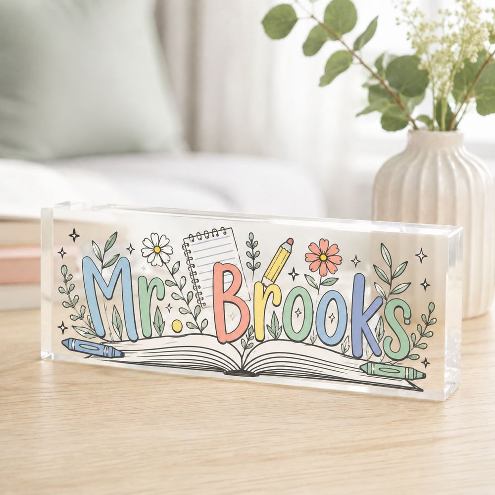 Personalized Teacher Desk Name Plate, Teacher Gifts, Custom Teacher Sign, Teacher Appreciation Gift, Name Plate For Desk, Teacher Name Sign - Style 8