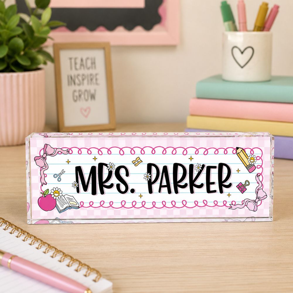 Personalized Teacher Desk Name Plate, Teacher Name Sign, Back To School Gift For Teacher, Custom Teacher Desk Sign, Name Plate For Desk - Style 1