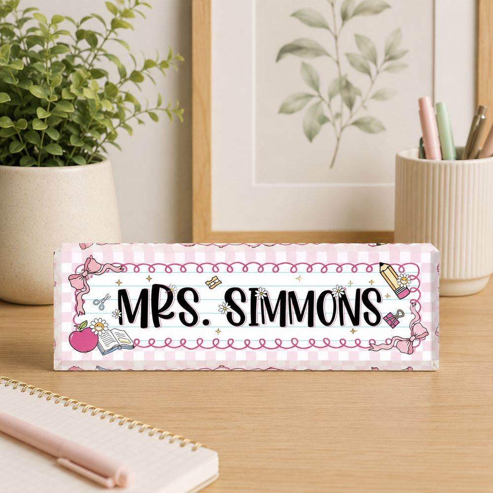Personalized Teacher Desk Name Plate, Teacher Name Sign, Back To School Gift For Teacher, Custom Teacher Desk Sign, Name Plate For Desk - Style 10
