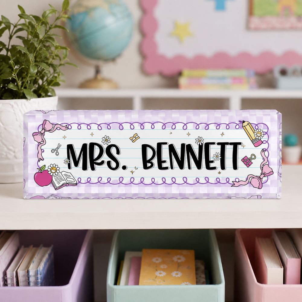 Personalized Teacher Desk Name Plate, Teacher Name Sign, Back To School Gift For Teacher, Custom Teacher Desk Sign, Name Plate For Desk - Style 2