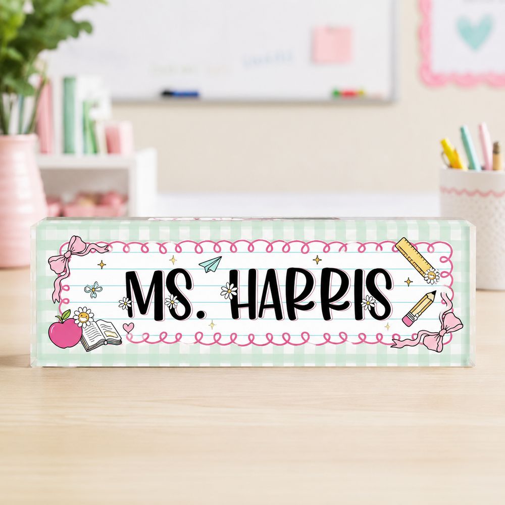 Personalized Teacher Desk Name Plate, Teacher Name Sign, Back To School Gift For Teacher, Custom Teacher Desk Sign, Name Plate For Desk - Style 3