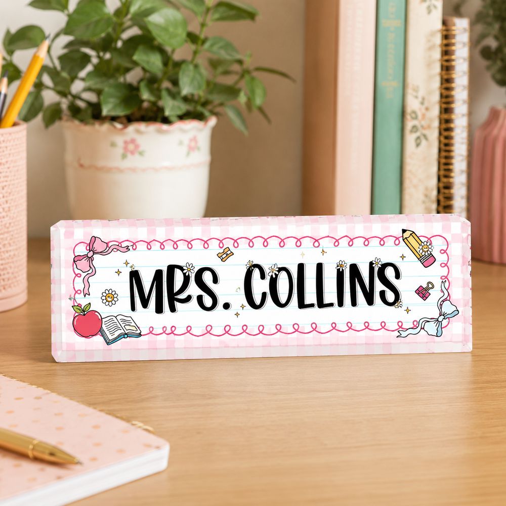 Personalized Teacher Desk Name Plate, Teacher Name Sign, Back To School Gift For Teacher, Custom Teacher Desk Sign, Name Plate For Desk - Style 4