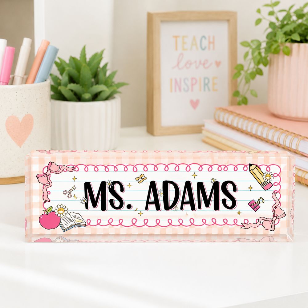 Personalized Teacher Desk Name Plate, Teacher Name Sign, Back To School Gift For Teacher, Custom Teacher Desk Sign, Name Plate For Desk - Style 5