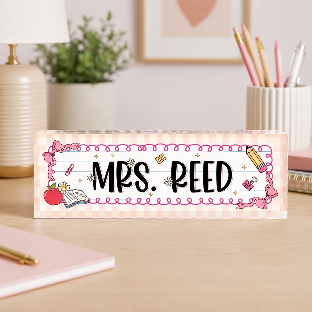 Personalized Teacher Desk Name Plate, Teacher Name Sign, Back To School Gift For Teacher, Custom Teacher Desk Sign, Name Plate For Desk - Style 6