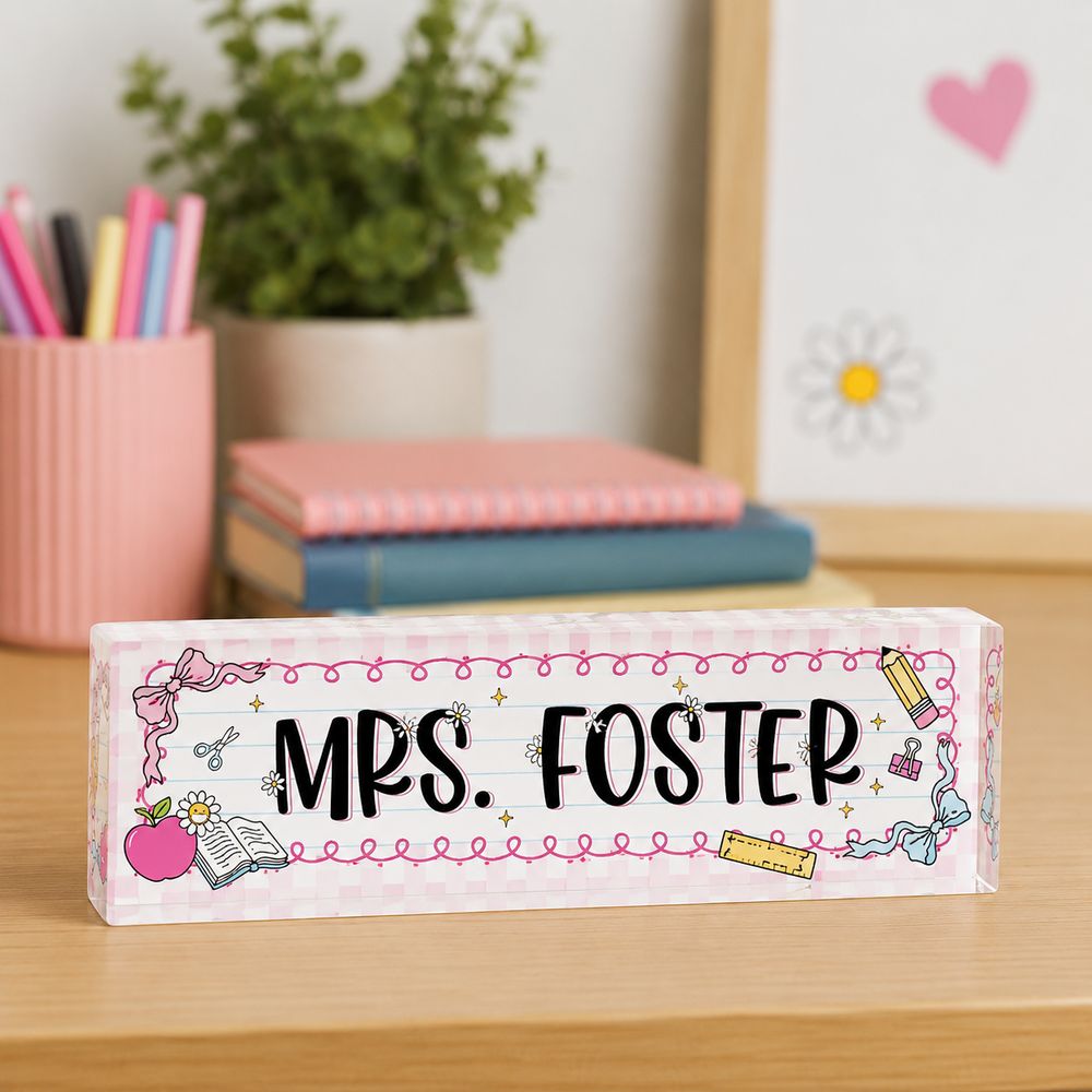 Personalized Teacher Desk Name Plate, Teacher Name Sign, Back To School Gift For Teacher, Custom Teacher Desk Sign, Name Plate For Desk - Style 7