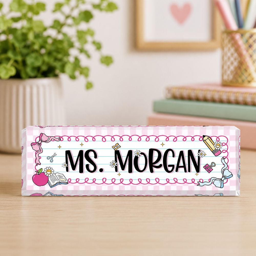 Personalized Teacher Desk Name Plate, Teacher Name Sign, Back To School Gift For Teacher, Custom Teacher Desk Sign, Name Plate For Desk - Style 8