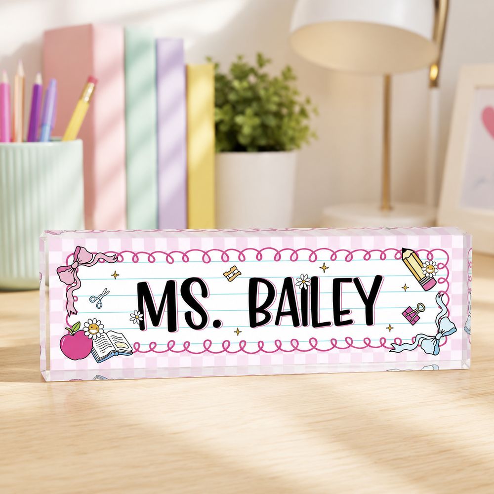 Personalized Teacher Desk Name Plate, Teacher Name Sign, Back To School Gift For Teacher, Custom Teacher Desk Sign, Name Plate For Desk - Style 9
