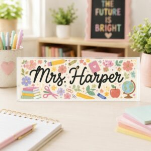 Personalized Teacher Desk Sign, Teacher Acrylic Block, Teacher Desk Name Plate, Teacher Acrylic Plaque, Back To School Gift, Teachers Gifts - Style 1