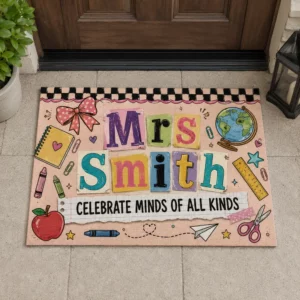 Personalized Teacher Doormat, Custom Name Classroom Welcome Mat, Back To School Gift, Cute School Decor, Teacher Appreciation Gift - Style 2