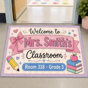 Personalized Teacher Doormat, Welcome To My Classroom Mat, Custom School Entry Rug, Teacher Appreciation Gift, Elementary School Decor - Style 1