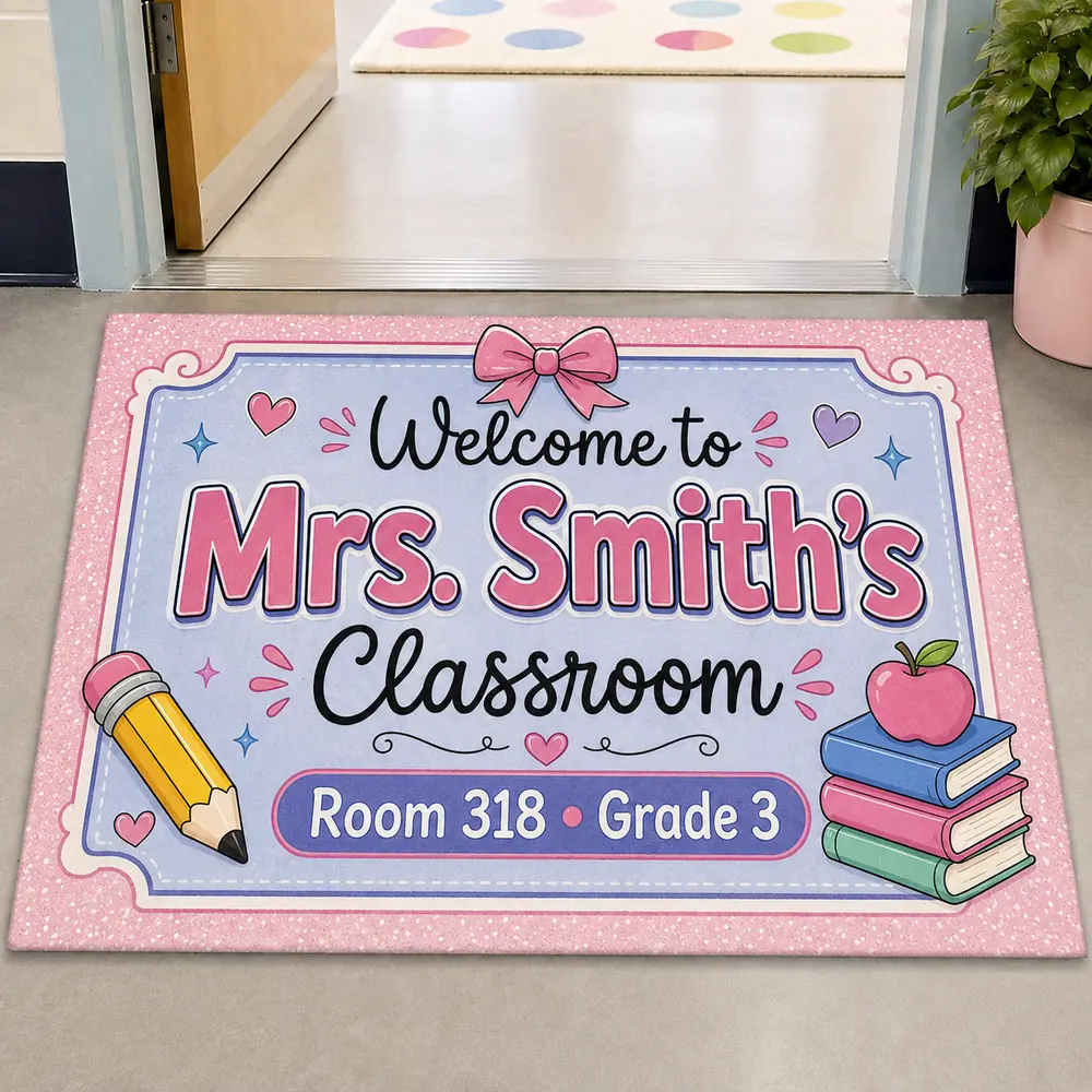 Personalized Teacher Doormat, Welcome To My Classroom Mat, Custom School Entry Rug, Teacher Appreciation Gift, Elementary School Decor - Style 10