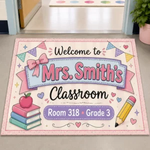 Personalized Teacher Doormat, Welcome To My Classroom Mat, Custom School Entry Rug, Teacher Appreciation Gift, Elementary School Decor - Style 2