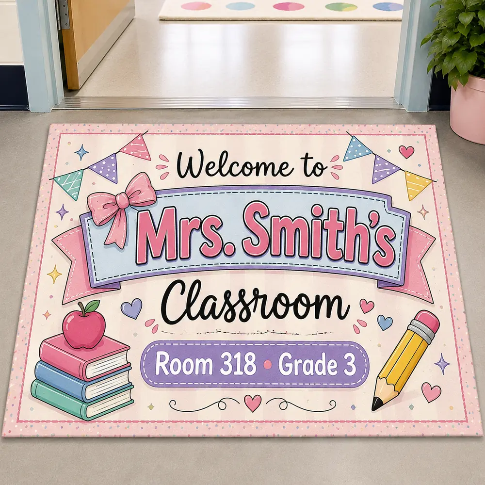 Personalized Teacher Doormat, Welcome To My Classroom Mat, Custom School Entry Rug, Teacher Appreciation Gift, Elementary School Decor - Style 2