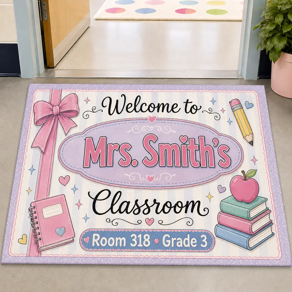 Personalized Teacher Doormat, Welcome To My Classroom Mat, Custom School Entry Rug, Teacher Appreciation Gift, Elementary School Decor - Style 3