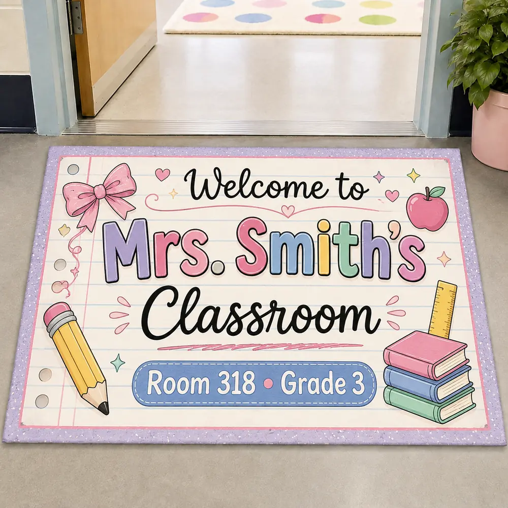 Personalized Teacher Doormat, Welcome To My Classroom Mat, Custom School Entry Rug, Teacher Appreciation Gift, Elementary School Decor - Style 5