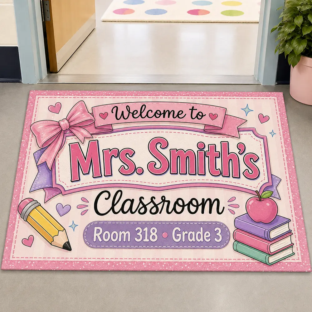 Personalized Teacher Doormat, Welcome To My Classroom Mat, Custom School Entry Rug, Teacher Appreciation Gift, Elementary School Decor - Style 6
