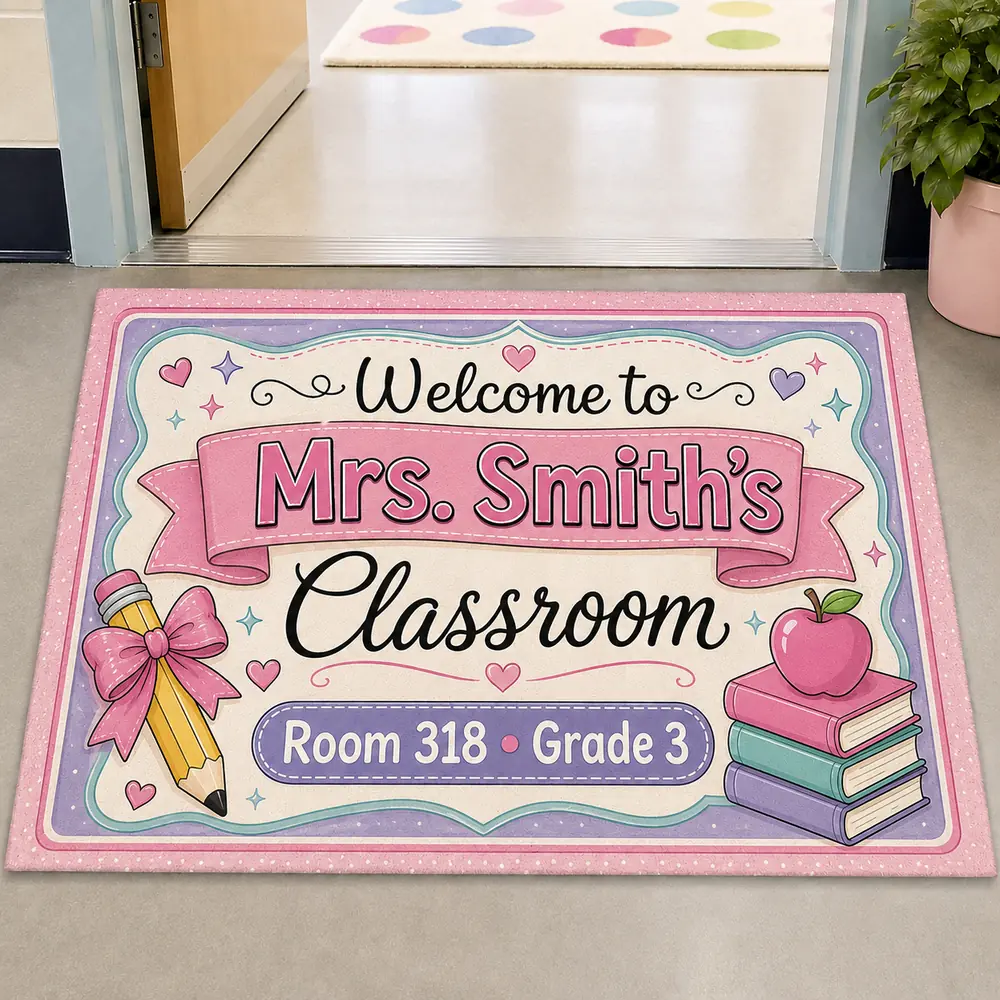 Personalized Teacher Doormat, Welcome To My Classroom Mat, Custom School Entry Rug, Teacher Appreciation Gift, Elementary School Decor - Style 8