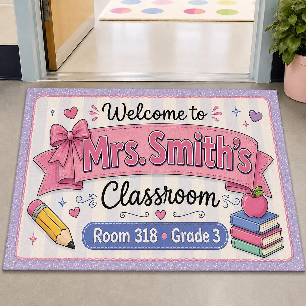Personalized Teacher Doormat, Welcome To My Classroom Mat, Custom School Entry Rug, Teacher Appreciation Gift, Elementary School Decor - Style 9