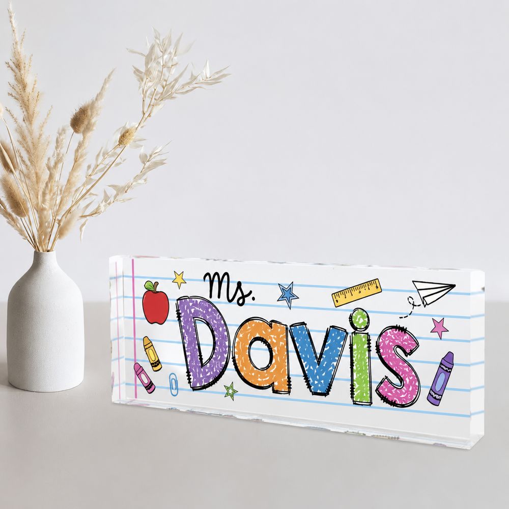 Personalized Teacher Name Desk Plaque, Custom Teacher Appreciation Gifts, Teacher Name Plate, Teacher Acrylic Block, New Teacher Gift - Style 5
