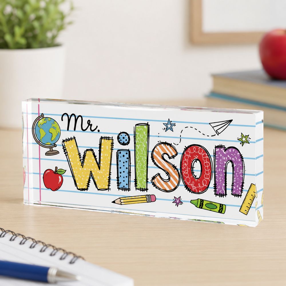 Personalized Teacher Name Desk Plaque, Custom Teacher Appreciation Gifts, Teacher Name Plate, Teacher Acrylic Block, New Teacher Gift - Style 7