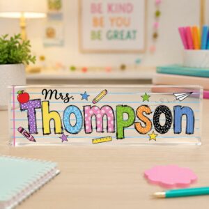 Personalized Teacher Name Plate, Custom Teacher Appreciation Gifts, Teacher Name Desk Plaque, Teacher Acrylic Block, New Teacher Gift - Style 1