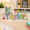 Personalized Teacher Name Plate, Custom Teacher Appreciation Gifts, Teacher Name Desk Plaque, Teacher Acrylic Block, New Teacher Gift - Style 7