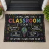 Personalized Welcome Classroom Doormat, Custom Teacher Name Crayon Welcome Mat, Back To School Door Decor Gift - Style 3