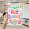 Preppy Teacher Clipboard, Custom Teacher Name Clipboard, Teacher Appreciation Gift, Back To School Gift, First Day Of School Teacher Gift - Style 3
