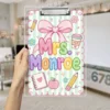 Preppy Teacher Clipboard, Custom Teacher Name Clipboard, Teacher Appreciation Gift, Back To School Gift, First Day Of School Teacher Gift - Style 6