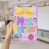 Preppy Teacher Clipboard, Custom Teacher Name Clipboard, Teacher Appreciation Gift, Back To School Gift, First Day Of School Teacher Gift - Style 9